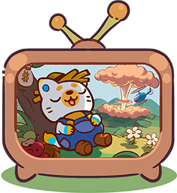 Cute cat in a TV screen